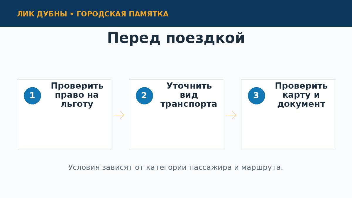 Чек-лист проверки транспортной льготы перед поездкой по Дубне и Подмосковью